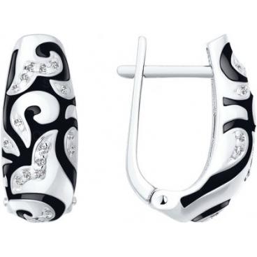 Серебряные серьги SOKOLOV 94020571_s с эмалью, фианитами 1 Серебряные серьги SOKOLOV 94020571_s с эмалью, фианитами 1