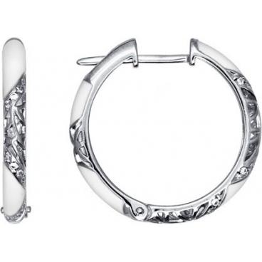 Серебряные серьги круглые SOKOLOV 94021241_s с эмалью, фианитами 1 Серебряные серьги круглые SOKOLOV 94021241_s с эмалью, фианитами 1