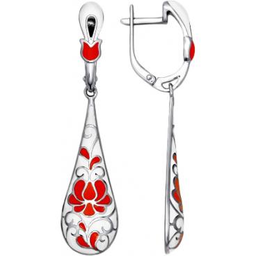 Серебряные длинные серьги SOKOLOV 94021286_s с эмалью 1 Серебряные длинные серьги SOKOLOV 94021286_s с эмалью 1