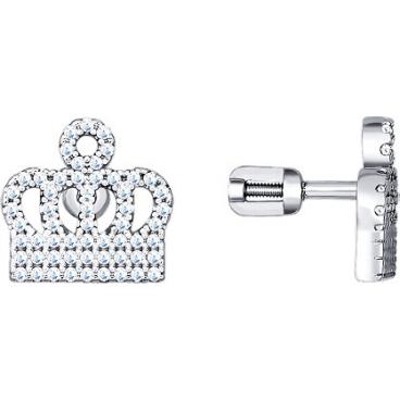 Серебряные серьги-пусеты (гвоздики) SOKOLOV 94021334_s с фианитами 1 Серебряные серьги-пусеты (гвоздики) SOKOLOV 94021334_s с фианитами 1