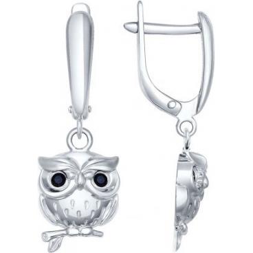 Серебряные сережки с черным камнем фианитом SOKOLOV 94022005_s 1 Серебряные сережки с черным камнем фианитом SOKOLOV 94022005_s 1