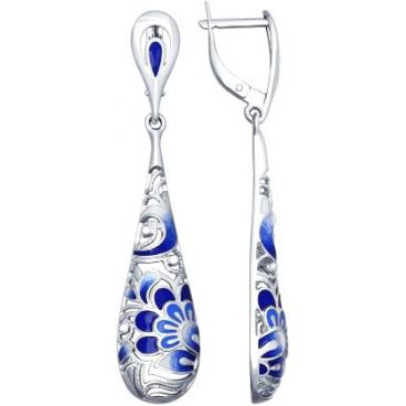 Серебряные длинные серьги SOKOLOV 94022572_s с эмалью 1 Серебряные длинные серьги SOKOLOV 94022572_s с эмалью 1