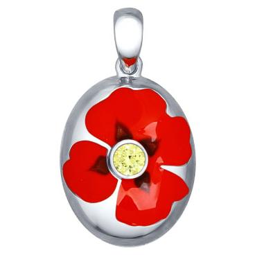 Серебряный кулон SOKOLOV 94031692_s c эмалью, фианитом 1 Серебряный кулон SOKOLOV 94031692_s c эмалью, фианитом 1