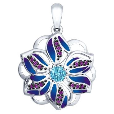 Серебряный кулон SOKOLOV 94031838_s c эмалью, фианитом 1 Серебряный кулон SOKOLOV 94031838_s c эмалью, фианитом 1