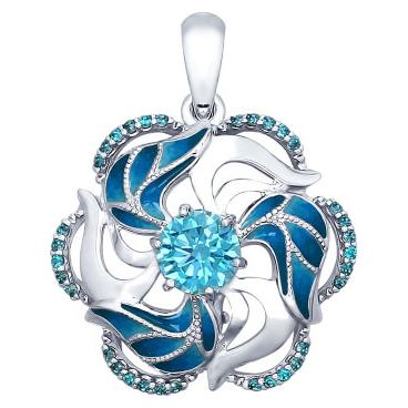 Серебряный кулон SOKOLOV 94031841_s c эмалью, фианитом 1 Серебряный кулон SOKOLOV 94031841_s c эмалью, фианитом 1