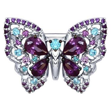 Женская серебряная брошь SOKOLOV 94040122_s с фианитами 1 Женская серебряная брошь SOKOLOV 94040122_s с фианитами 1