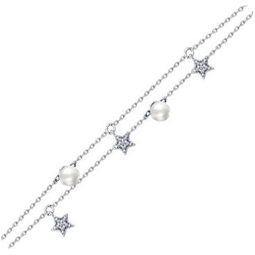 Серебряный браслет цепь SOKOLOV 94050398_s с жемчугом, фианитами 1 Серебряный браслет цепь SOKOLOV 94050398_s с жемчугом, фианитами 1