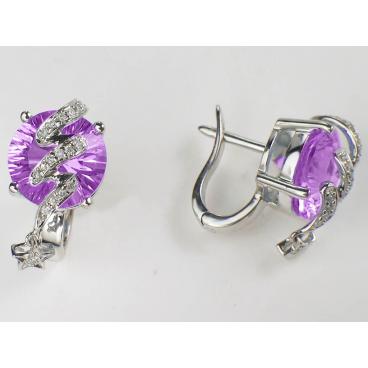 Серьги из белого золота Эстет 95S621337 с аметистами, бриллиантами 1