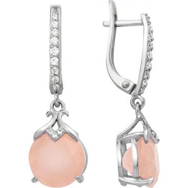 Серебряные серьги Русское Золото 96027269-6 с халцедоном, фианитами 1 Серебряные серьги Русское Золото 96027269-6 с халцедоном, фианитами 1