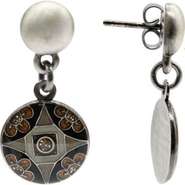 Серьги круглые Clara Bijoux A70776.6-BW с эмалью, кристаллами 1 Серьги круглые Clara Bijoux A70776.6-BW с эмалью, кристаллами 1