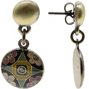 Серьги круглые Clara Bijoux A70777.7-BW с эмалью, кристаллами 1 Серьги круглые Clara Bijoux A70777.7-BW с эмалью, кристаллами 1