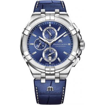 Мужские швейцарские наручные часы Maurice Lacroix AI1018-SS001-430-1 с хронографом 1