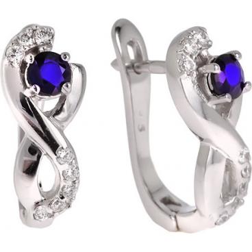 Серебряные серьги Sandara ANE1810 с фианитами, сапфирами 1 Серебряные серьги Sandara ANE1810 с фианитами, сапфирами 1