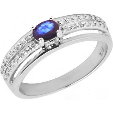 Серебряное кольцо Sandara ANR1905 с сапфиром, фианитами 1 Серебряное кольцо Sandara ANR1905 с сапфиром, фианитами 1