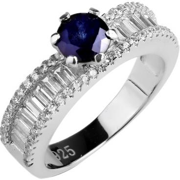 Серебряное кольцо Sandara ANR3072 с сапфиром, фианитами 1 Серебряное кольцо Sandara ANR3072 с сапфиром, фианитами 1