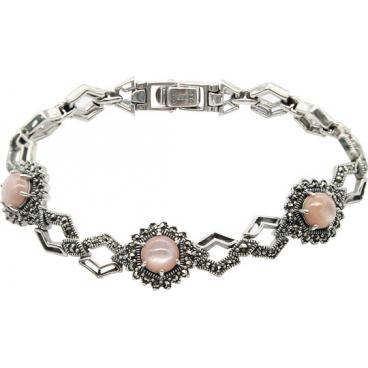 Серебряный браслет цепь Национальное Достояние B-541-nd с марказитами Swarovski, перламутром 1