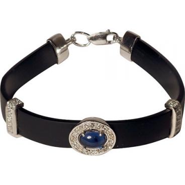 Каучуковый жесткий браслет Фабрика Ф B-C018/47R с сапфиром, фианитами 1 Каучуковый жесткий браслет Фабрика Ф B-C018/47R с сапфиром, фианитами 1