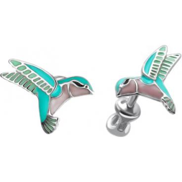 Серебряные серьги-пусеты (гвоздики) Эстет B19S051074JE с эмалью 1 Серебряные серьги-пусеты (гвоздики) Эстет B19S051074JE с эмалью 1