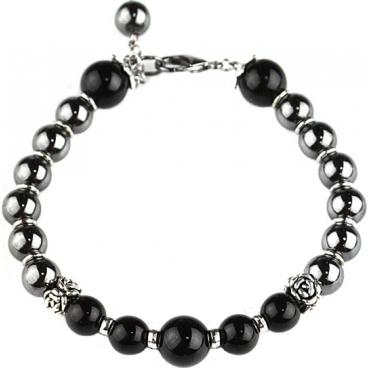 Мужской браслет из бусин Mr.Jones BNS020 с агатом, гематитом 1