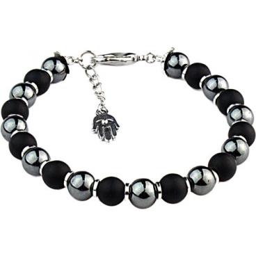 Мужской браслет из бусин Mr.Jones BNS041 с агатами, гематитом 1