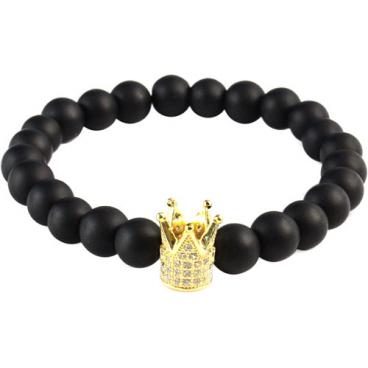 Мужской браслет из бусин Mr.Jones BNS079 с шунгитом 1