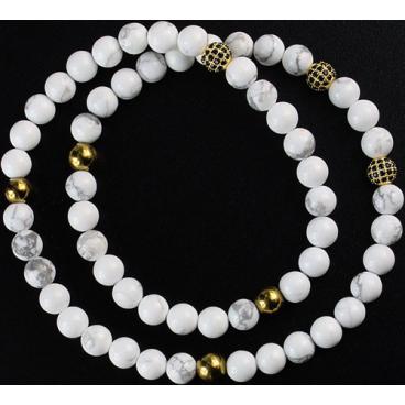 Мужской браслет из бусин Mr.Jones BNS098 с цирконом, кахолонгом 1