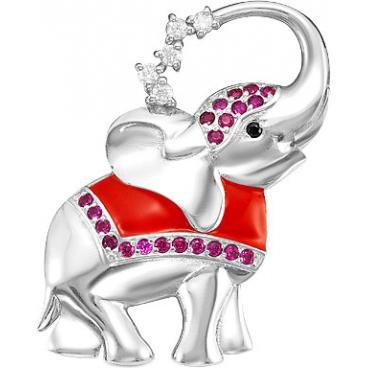 Серебряная брошь Серебро России BR-050JE-52878 c эмалью, фианитом 1 Серебряная брошь Серебро России BR-050JE-52878 c эмалью, фианитом 1