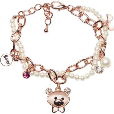 Стальной браслет цепь SJW CBL4452 с жемчугом, цирконами 1 Стальной браслет цепь SJW CBL4452 с жемчугом, цирконами 1