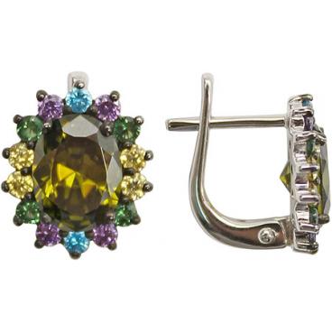 Серебряные серьги Митра Ювелир E-1035-IOL-NLG-CZ-BR с искусственным оливином, нанокристаллами, фианитами 1 Серебряные серьги Митра Ювелир E-1035-IOL-NLG-CZ-BR с искусственным оливином, нанокристаллами, фианитами 1