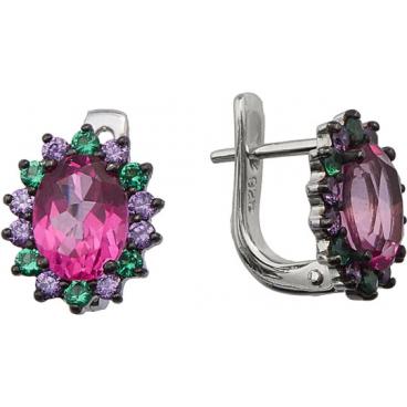 Серебряные серьги Митра Ювелир E-1035-PT-ACZ-NLG-BR с топазами, нанокристаллами, фианитами 1 Серебряные серьги Митра Ювелир E-1035-PT-ACZ-NLG-BR с топазами, нанокристаллами, фианитами 1