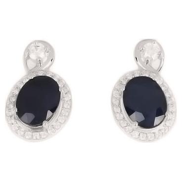 Серебряные серьги Митра Ювелир E-1105-SA с сапфирами, фианитами 1 Серебряные серьги Митра Ювелир E-1105-SA с сапфирами, фианитами 1