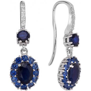 Серебряные длинные серьги Митра Ювелир E-1200-SA-NLB с сапфирами, нанокристаллами 1 Серебряные длинные серьги Митра Ювелир E-1200-SA-NLB с сапфирами, нанокристаллами 1