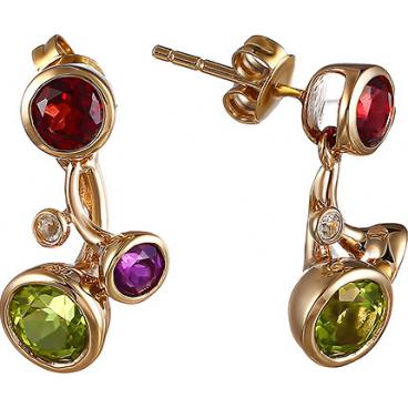 Серебряные серьги Element47 by JV E94953K-10 с аметистами, гранатами, топазами, перидотами 1 Серебряные серьги Element47 by JV E94953K-10 с аметистами, гранатами, топазами, перидотами 1