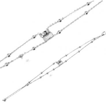 Серебряный браслет цепь Серебро России IB-1604051-45157 с жемчугом, фианитами 1 Серебряный браслет цепь Серебро России IB-1604051-45157 с жемчугом, фианитами 1