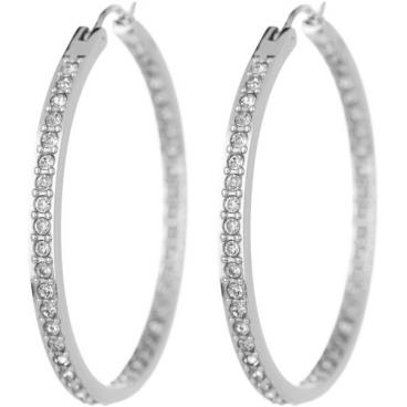 Стальные серьги кольца конго Fossil JF00039040 с кристаллами 1 Стальные серьги кольца конго Fossil JF00039040 с кристаллами 1