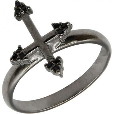 Серебряное кольцо aka.Hooliganka K004_aka с черными фианитами 1 Серебряное кольцо aka.Hooliganka K004_aka с черными фианитами 1