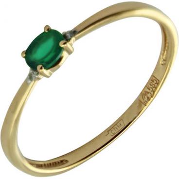 Золотое кольцо Ювелирные Традиции K112-4071AGZ с бриллиантами, агатом 1