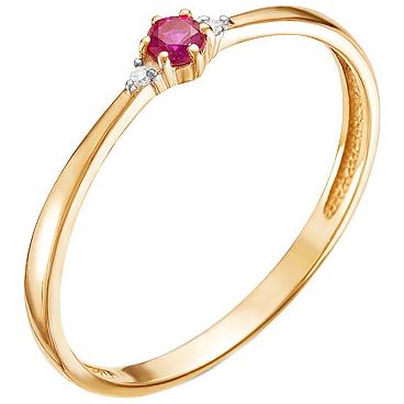 Кольцо из золота Ювелирные Традиции K112-4072RKOR с корундом, бриллиантами 1