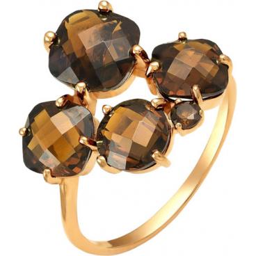 Золотое кольцо Ювелирные Традиции K120-1778TR с раухтопазами 1 Золотое кольцо Ювелирные Традиции K120-1778TR с раухтопазами 1