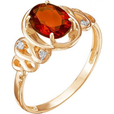 Золотое кольцо Ювелирные Традиции K122-3823GR с гранатом, фианитами 1 Золотое кольцо Ювелирные Традиции K122-3823GR с гранатом, фианитами 1