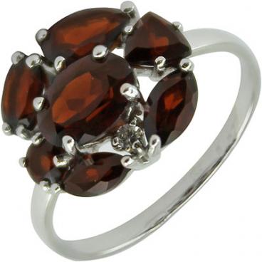 Серебряное кольцо Ювелирные Традиции K620-1365GR с гранатами, фианитом 1 Серебряное кольцо Ювелирные Традиции K620-1365GR с гранатами, фианитом 1
