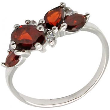 Серебряное кольцо Ювелирные Традиции K620-1381Gr с гранатами, фианитами 1 Серебряное кольцо Ювелирные Традиции K620-1381Gr с гранатами, фианитами 1