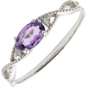 Серебряное кольцо Ювелирные Традиции K620-1448Am с аметистом, фианитами 1 Серебряное кольцо Ювелирные Традиции K620-1448Am с аметистом, фианитами 1