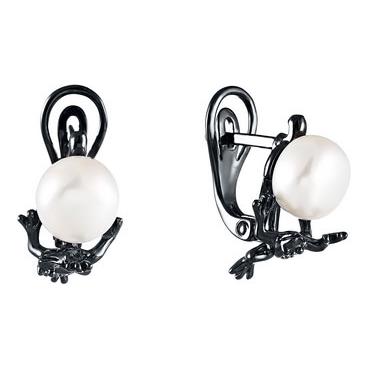 Серебряные серьги Element47 by JV KE16E004 с жемчугом, цирконием 1 Серебряные серьги Element47 by JV KE16E004 с жемчугом, цирконием 1