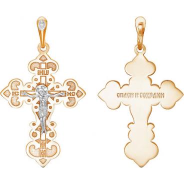 Женский золотой православный крест с распятием Ювелирные Традиции KR112-3884 с бриллиантом 1 Женский золотой православный крест с распятием Ювелирные Традиции KR112-3884 с бриллиантом 1
