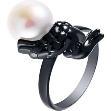 Серебряное кольцо Element47 by JV KR160168 с жемчугом 1 Серебряное кольцо Element47 by JV KR160168 с жемчугом 1