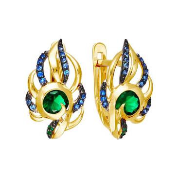 Золотые серьги КЮЗ Дельта L123995 с фианитами 1 Золотые серьги КЮЗ Дельта L123995 с фианитами 1