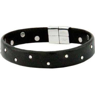 Мужской кожаный браслет SJW LB016 с кристаллами 1 Мужской кожаный браслет SJW LB016 с кристаллами 1