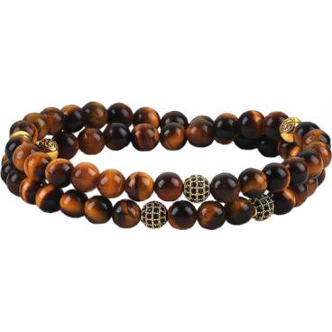 Мужской браслет из бусин Mr.Jones LU156 с тигровым глазом, варисцитом, цирконами 1 Мужской браслет из бусин Mr.Jones LU156 с тигровым глазом, варисцитом, цирконами 1