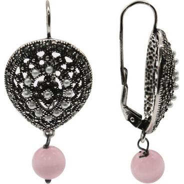 Серебряные серьги Stile Italiano P0847 с жемчугом, цирконием, ювелирным стеклом 1 Серебряные серьги Stile Italiano P0847 с жемчугом, цирконием, ювелирным стеклом 1